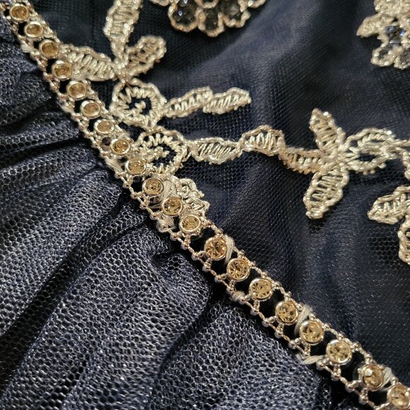 Embroidered Tulle Dress with Faux Fur White Shrug - Picture 7 of 8